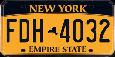 NY license plate FDH4032