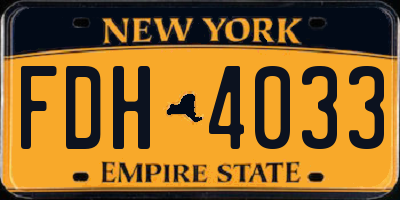 NY license plate FDH4033