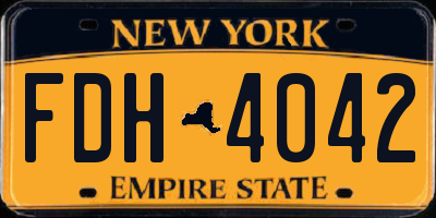 NY license plate FDH4042