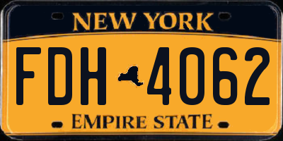 NY license plate FDH4062