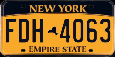 NY license plate FDH4063