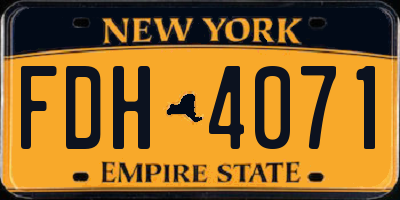 NY license plate FDH4071