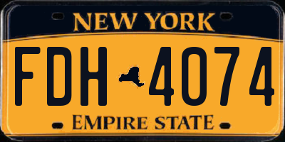 NY license plate FDH4074