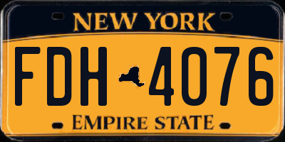 NY license plate FDH4076