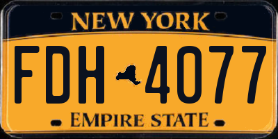 NY license plate FDH4077
