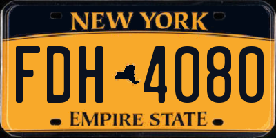 NY license plate FDH4080