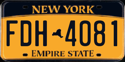 NY license plate FDH4081