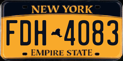 NY license plate FDH4083