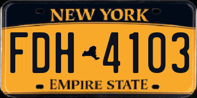 NY license plate FDH4103