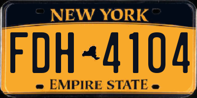 NY license plate FDH4104
