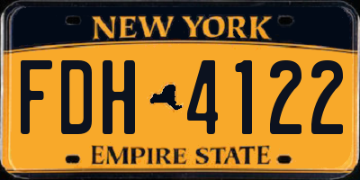 NY license plate FDH4122