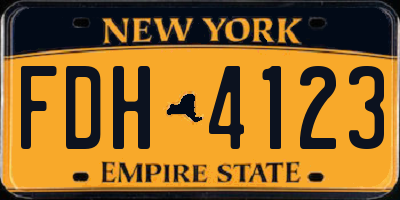 NY license plate FDH4123