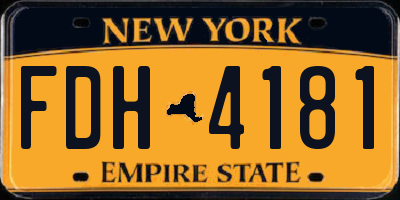 NY license plate FDH4181