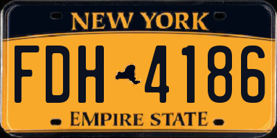 NY license plate FDH4186