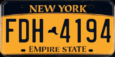 NY license plate FDH4194