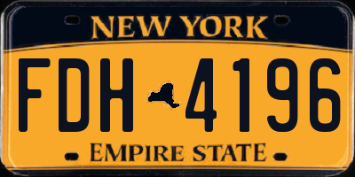 NY license plate FDH4196