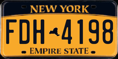 NY license plate FDH4198