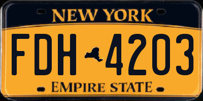 NY license plate FDH4203