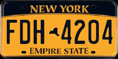 NY license plate FDH4204