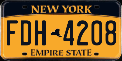 NY license plate FDH4208