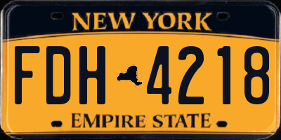 NY license plate FDH4218