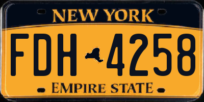 NY license plate FDH4258