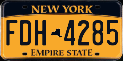 NY license plate FDH4285