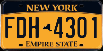 NY license plate FDH4301