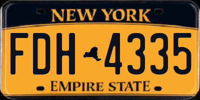 NY license plate FDH4335