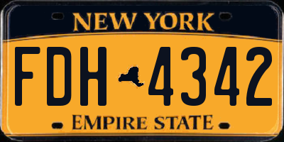 NY license plate FDH4342