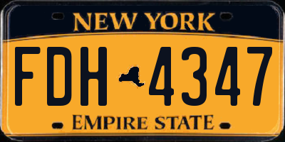 NY license plate FDH4347