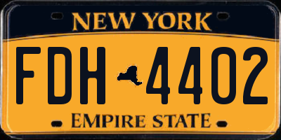 NY license plate FDH4402