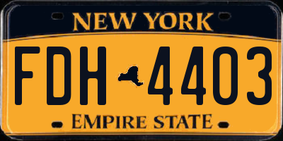 NY license plate FDH4403