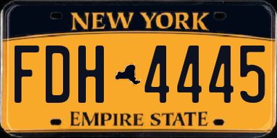 NY license plate FDH4445
