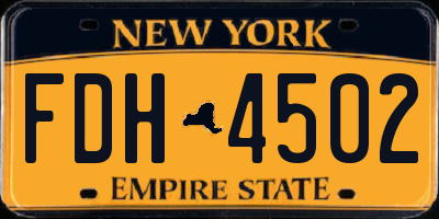 NY license plate FDH4502
