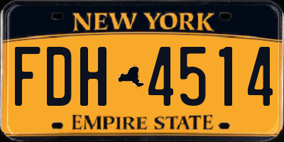 NY license plate FDH4514