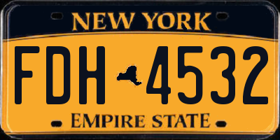 NY license plate FDH4532