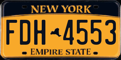 NY license plate FDH4553