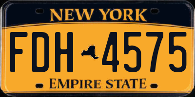 NY license plate FDH4575