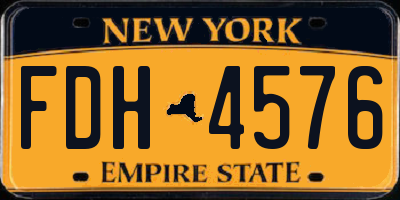 NY license plate FDH4576