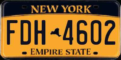 NY license plate FDH4602