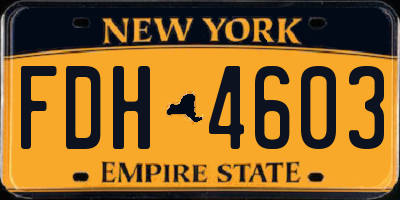 NY license plate FDH4603