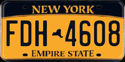 NY license plate FDH4608
