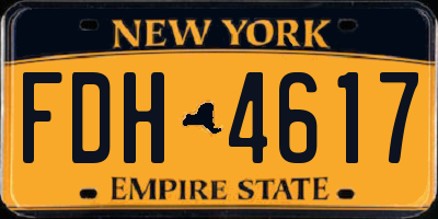 NY license plate FDH4617