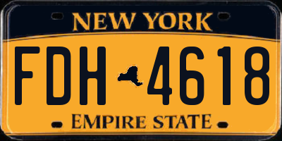 NY license plate FDH4618