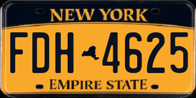 NY license plate FDH4625
