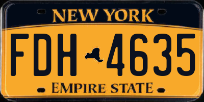 NY license plate FDH4635