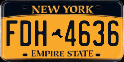 NY license plate FDH4636