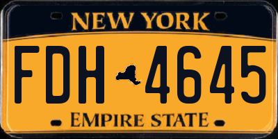 NY license plate FDH4645