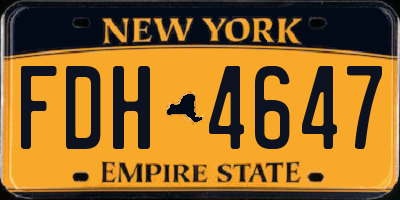 NY license plate FDH4647